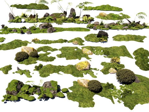 Micro-terrain moss courtyard sketch Micro-terrain landscape stone landscape landscaping courtyard micro-ground