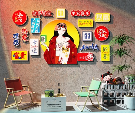 Net Red Pushcard Guo Chao Mei Chen Milk Tea Shop Pushcard Wall Camping Wind Pushcard Wall