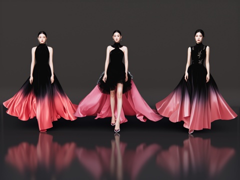 2D modern figure catwalk fashion model evening dress model fashion clothing show