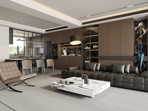 Italian-style Home Living Room Large Apartment Living Room Sofa Coffee Table Combination