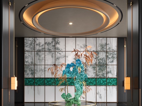 Neo-Chinese Style hotel lobby glass Artistic Sculpture