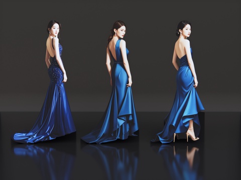 2D modern figure catwalk fashion model evening dress model fashion clothing show