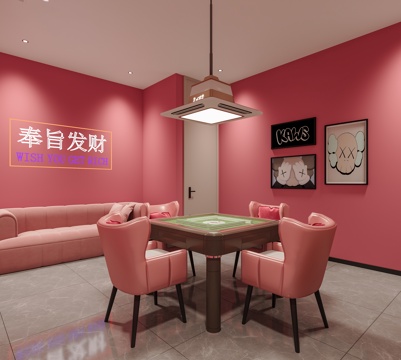 Modern Chess and Card Room Chess and Card Room Mahjong Hall Mahjong Table Chess and Card Table Sofa Mahjong Decoration