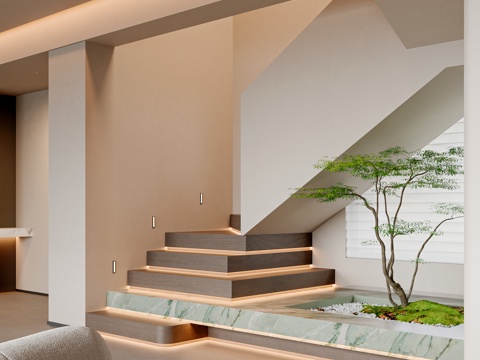 Modern Minimalist Landscape Bonsai Bonsai Staircase Landscape