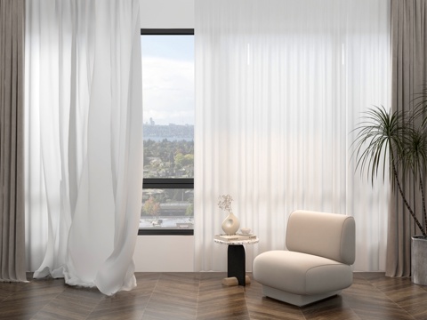 Modern Cream Curtain Window Screen Beanbag