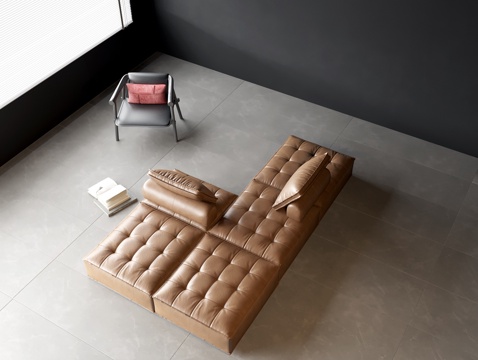 Leather Sectional Sofa Multi-person Combination Sofa Bean Curd Block Combination Sofa Leather Casual Chair