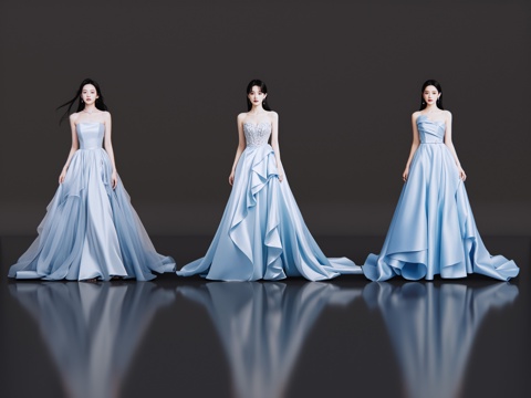 2D modern figure catwalk fashion model evening dress model fashion clothing show