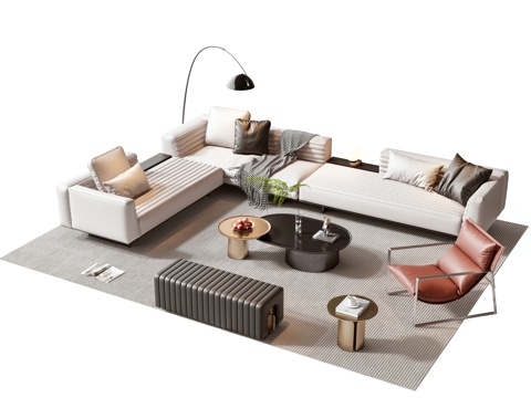 Minotti modern sofa coffee table combination