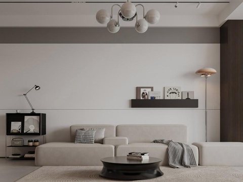 Modern minimalist home living room_simple_no main lamp