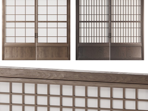 New Chinese Japanese style solid wood sliding door