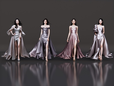 2D modern figure catwalk fashion model evening dress model fashion clothing show