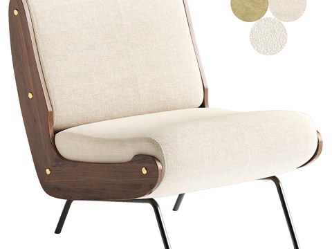 Modern IVORY Fabric Lounge Chair