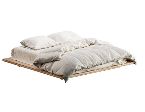 Suspension Solid Wood Bed Tatami Bed No Bedside Master Bedroom Bed Floor Bed Cream Ins Wind Bed