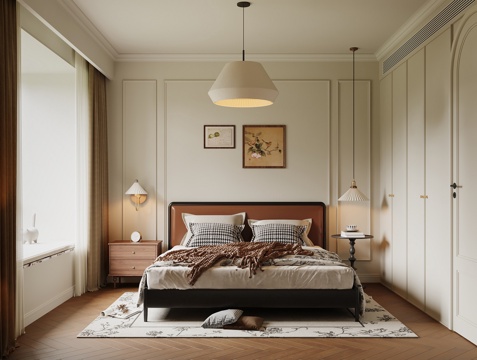 Cream Retro Style Bedroom