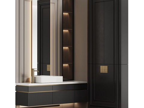 Neo-Chinese Style Affordable Luxury Style Bathroom Cabinet