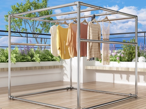 Drying Rack Balcony Hanging Rack Skyline Clothes Rod Clothes Sky Garden