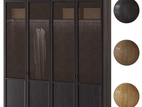 Neo-Chinese Style Japandi Rattan Wardrobe