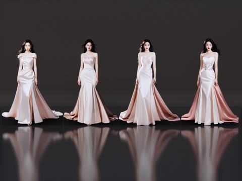 2D modern figure catwalk fashion model evening dress model fashion clothing show