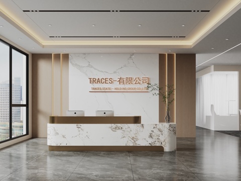 Modern company front desk office area reception area front desk Wall painting