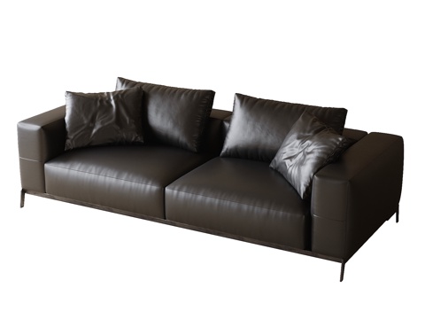 Modern leather two-seat sofa