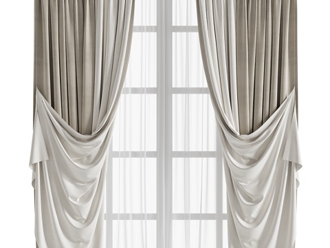 Modern Affordable Luxury Style Fabric Curtain Gauze Curtain