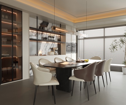 Modern DiningRoom Dining Table and Chair Wine Cabinet Sideboard