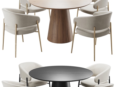 Modern round dining table and chair