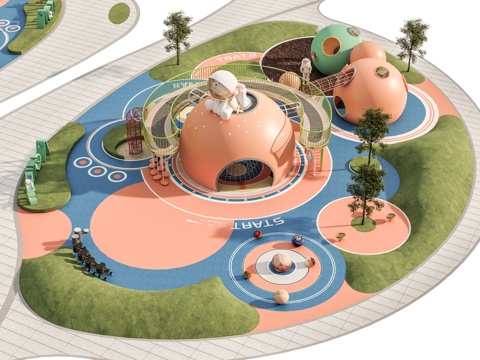 Modern New Chinese Pocket Park Cosmic Theme Children's Amusement Landscape Park Street Corner Park Children