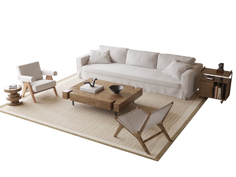 Modern Sofa Coffee Table Combination Three-seater Sofa Lounge Chair