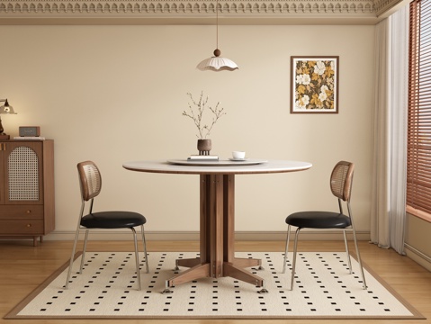 Mid-century Style DiningRoom Round Dining Table and Chair