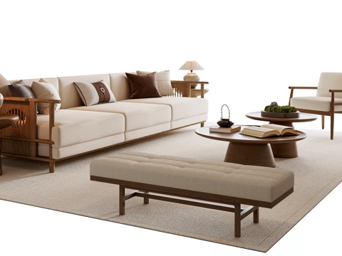 New Chinese Sofa Coffee Table Combination