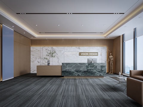 Modern company front desk office area reception area front desk Wall painting