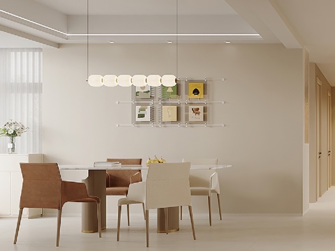 Modern DiningRoom Cream Style Restaurant Dining Table Chandelier Simple Restaurant Modern Living&Dining Room