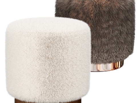 Neo-Chinese Style Affordable Luxury Style Fur Sitting Stool