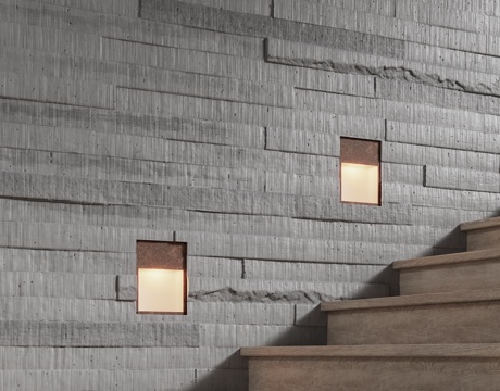 Clear water concrete wall step lamp solid wood stairs