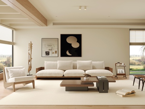 Modern Home Living Room Sofa Combination Coffee Table Leisure Sofa Decorative Painting Carpet