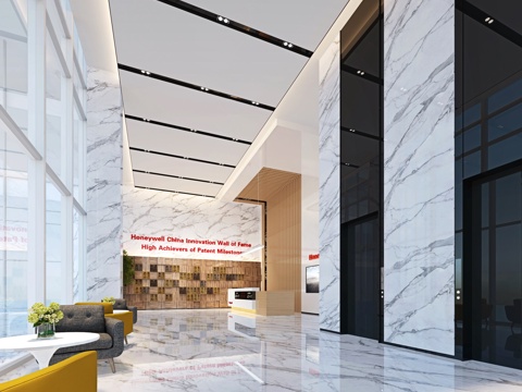 Service Center lobby elevator hall 3D model