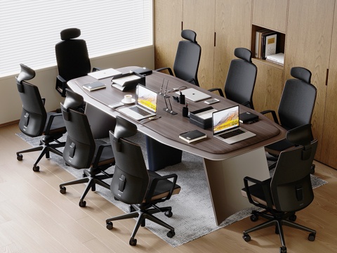 Meeting Table and Chair Training Table Solid Wood Table Rotating Lifting Chair Apple Laptop Computer Office Supplies