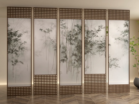 Quiet ancient grille partition bamboo curtain