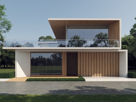 Modern minimalist villas_single-family villas small public buildings