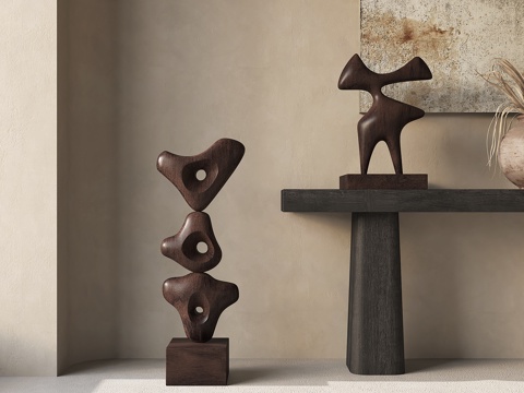 Modern abstract wood sculpture