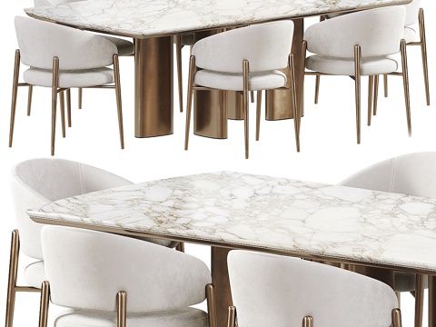 Neo-Chinese Style Affordable Luxury Style Marble Dining Table and Chair