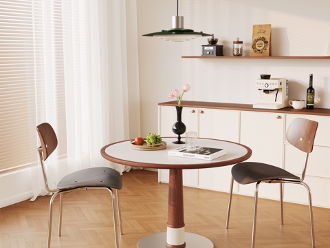 Modern round dining table and chair