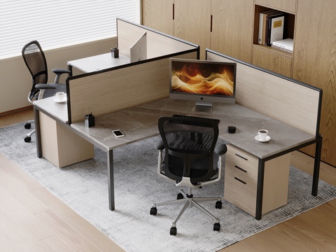 Marble Surface Office Desk and Chair Solid Wood Drawer Storage Cabinet Rotating Lifting Boss Chair Apple Desktop Electric