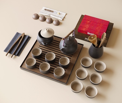 Modern tea set ornaments