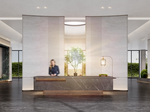 Modern Sales Office Front Desk Negotiation Area