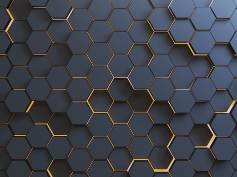 Hexagonal science and technology Wall modern science and technology background wall geometric background wall hexagonal decoration section