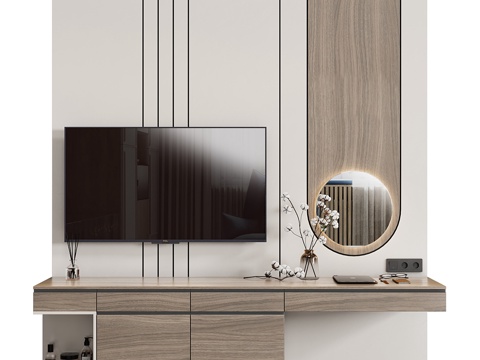 Bedroom TV Wall TV Cabinet Hanging TV Cabinet TV Background Wall TV Cabinet Decoration