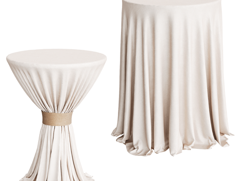 Modern cocktail table with linen tablecloth