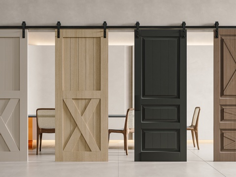 Middle ancient sliding door barn door hanging rail door sliding rail door kitchen barn door sliding door